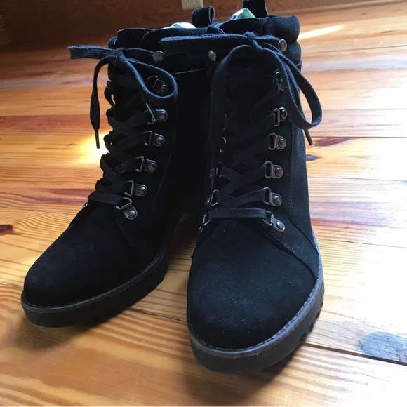 Caslon Black Lace Up Combat Boots Side Zipper, EUC, 8.5 - Picture 2 of 10